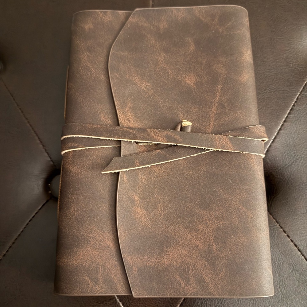 SOLD**** Hand Made Brown Leather Journal with Wrap Closure